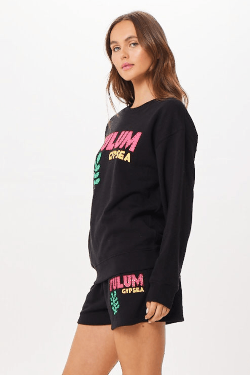 Black Tulum Jet Setter Surf Wash Crewneck | Vintage Havana Black