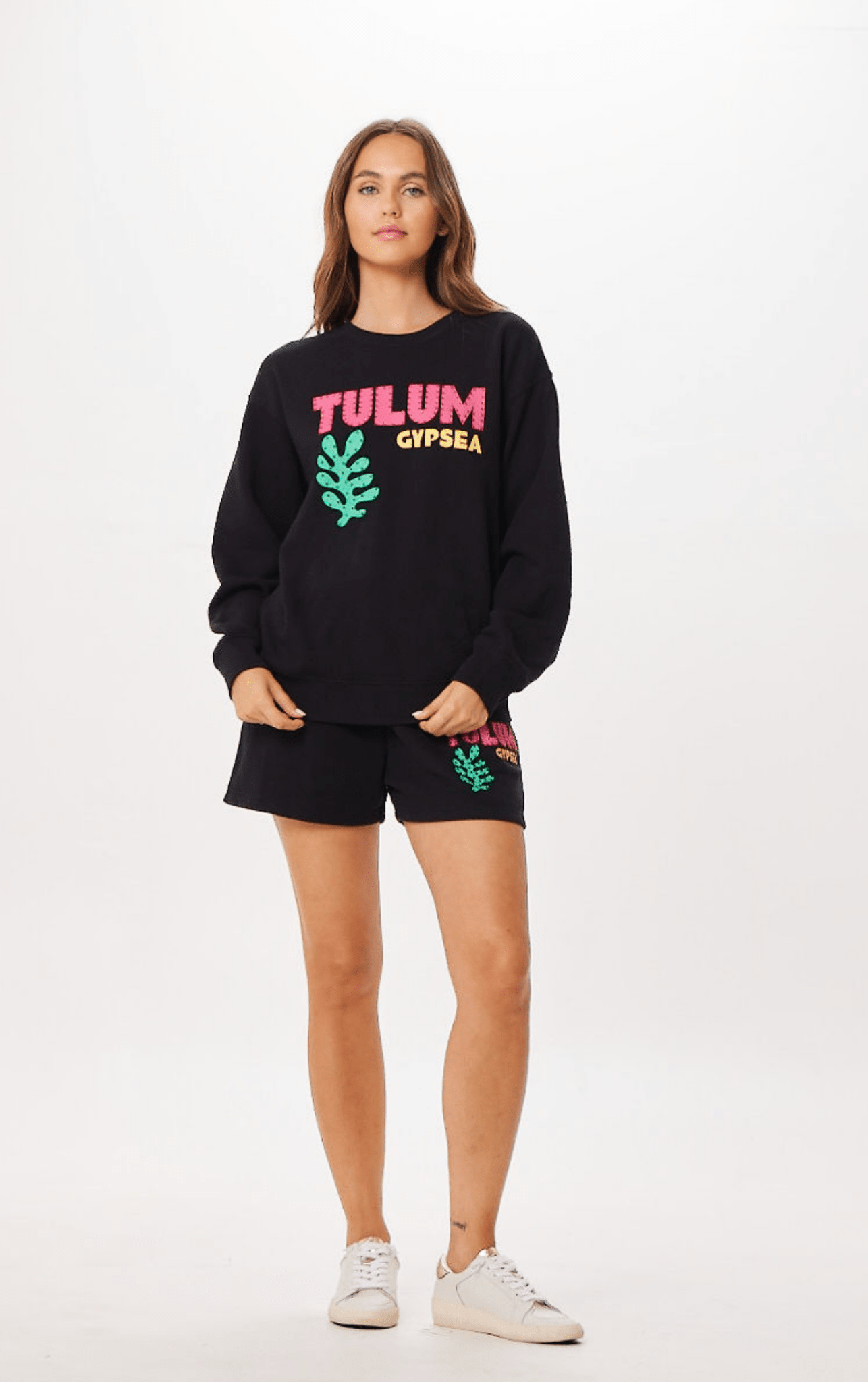 Black Tulum Jet Setter Surf Wash Crewneck | Vintage Havana Black