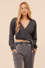 Heather Charcoal Lightweight Fleece Surplice Hoodie | Vintage Havana Grey