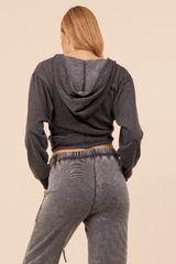 Heather Charcoal Lightweight Fleece Surplice Hoodie | Vintage Havana Grey
