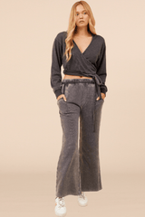 Heather Charcoal Lightweight Fleece Surplice Hoodie | Vintage Havana Grey