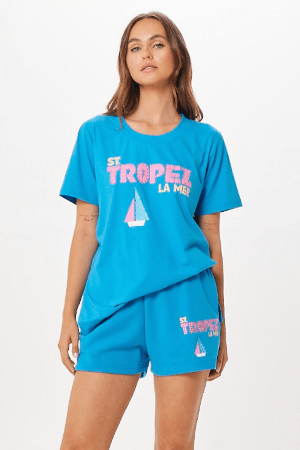 Bright Blue St. Tropez Jet Setter T-Shirt | Vintage Havana Bright Blue