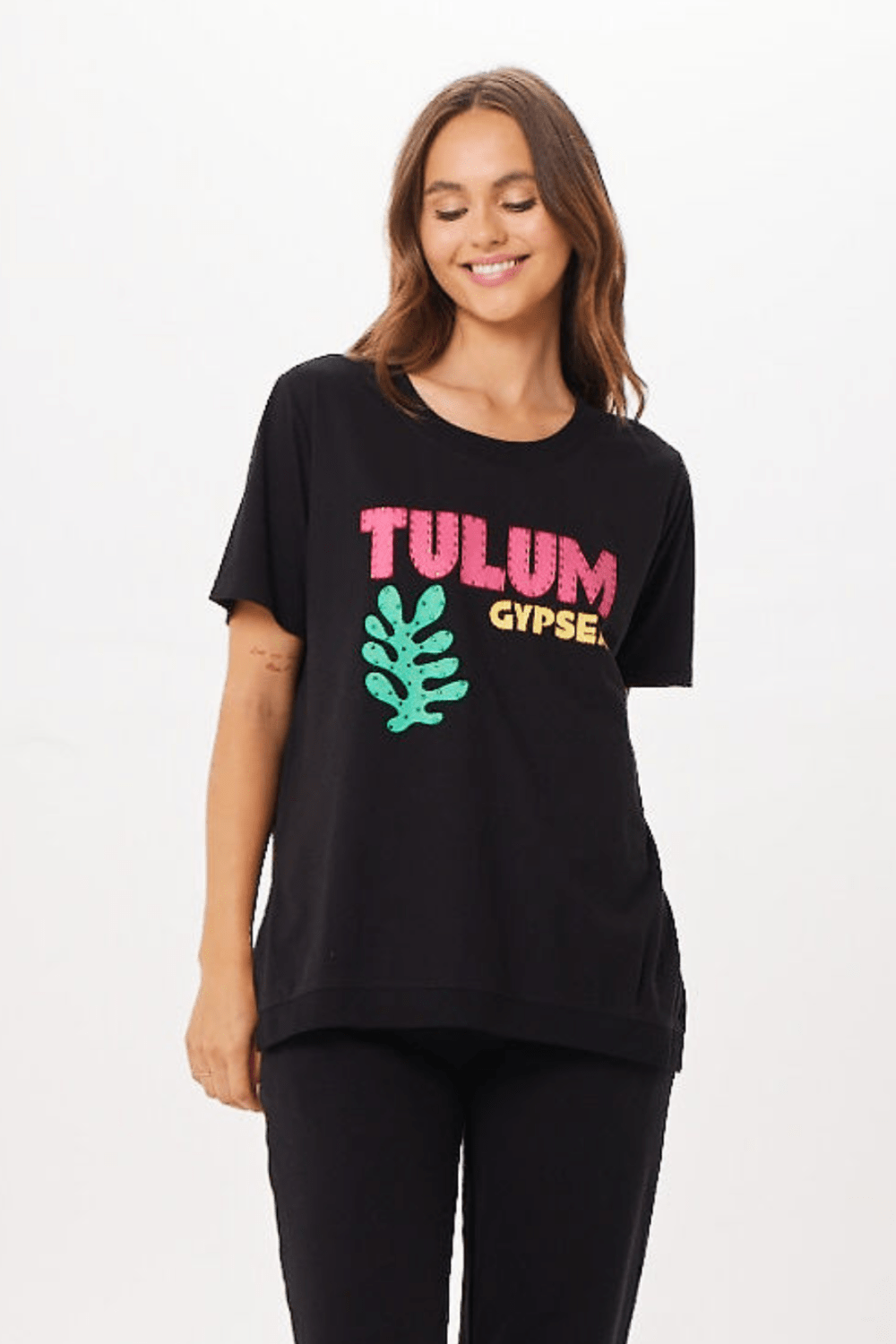 Black Tulum Jet Setter T-Shirt | Vintage Havana Black