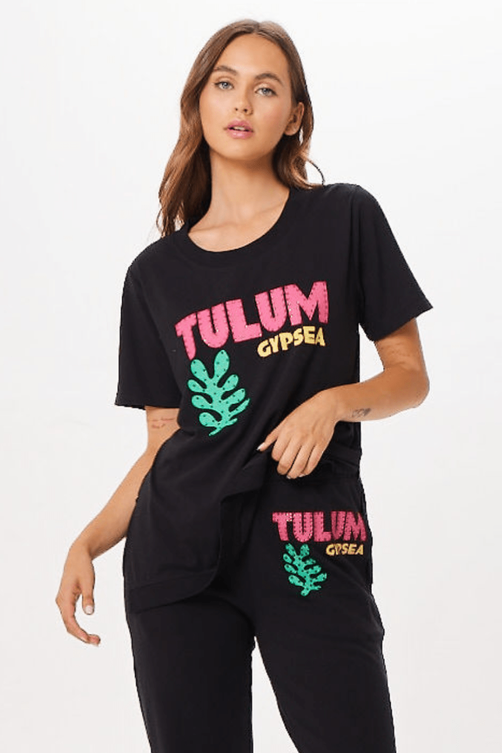 Black Tulum Jet Setter T-Shirt | Vintage Havana Black