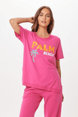 Hot Pink Palm Beach Jet Setter T-Shirt | Vintage Havana Hot Pink