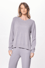 Cool Grey Plush Knit Crewneck | Vintage Havana Cool Grey