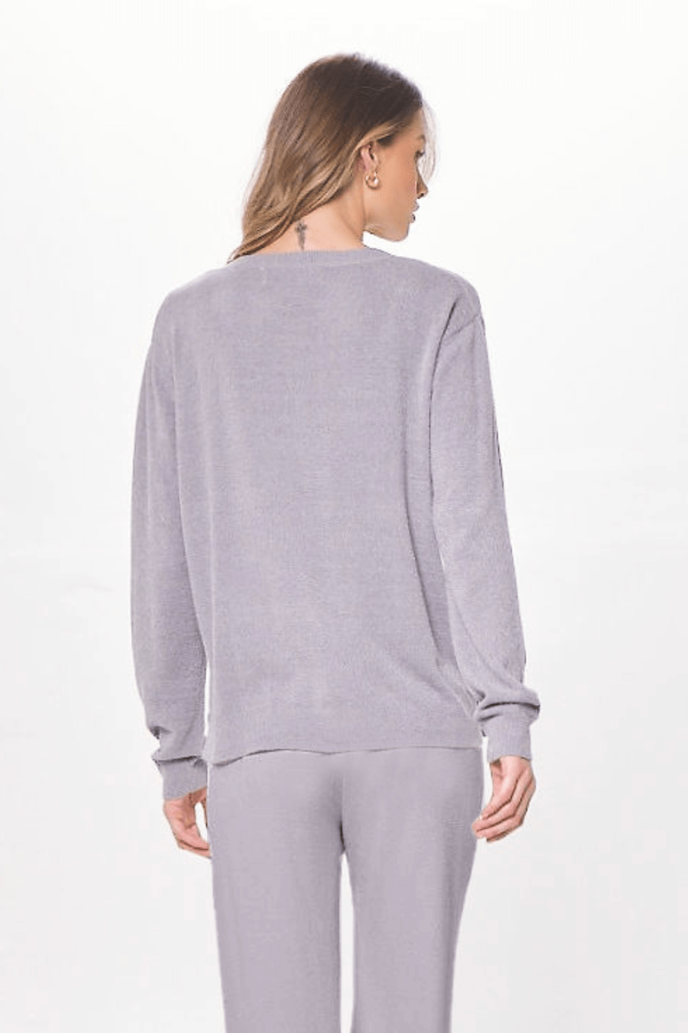 Cool Grey Plush Knit Crewneck | Vintage Havana Cool Grey