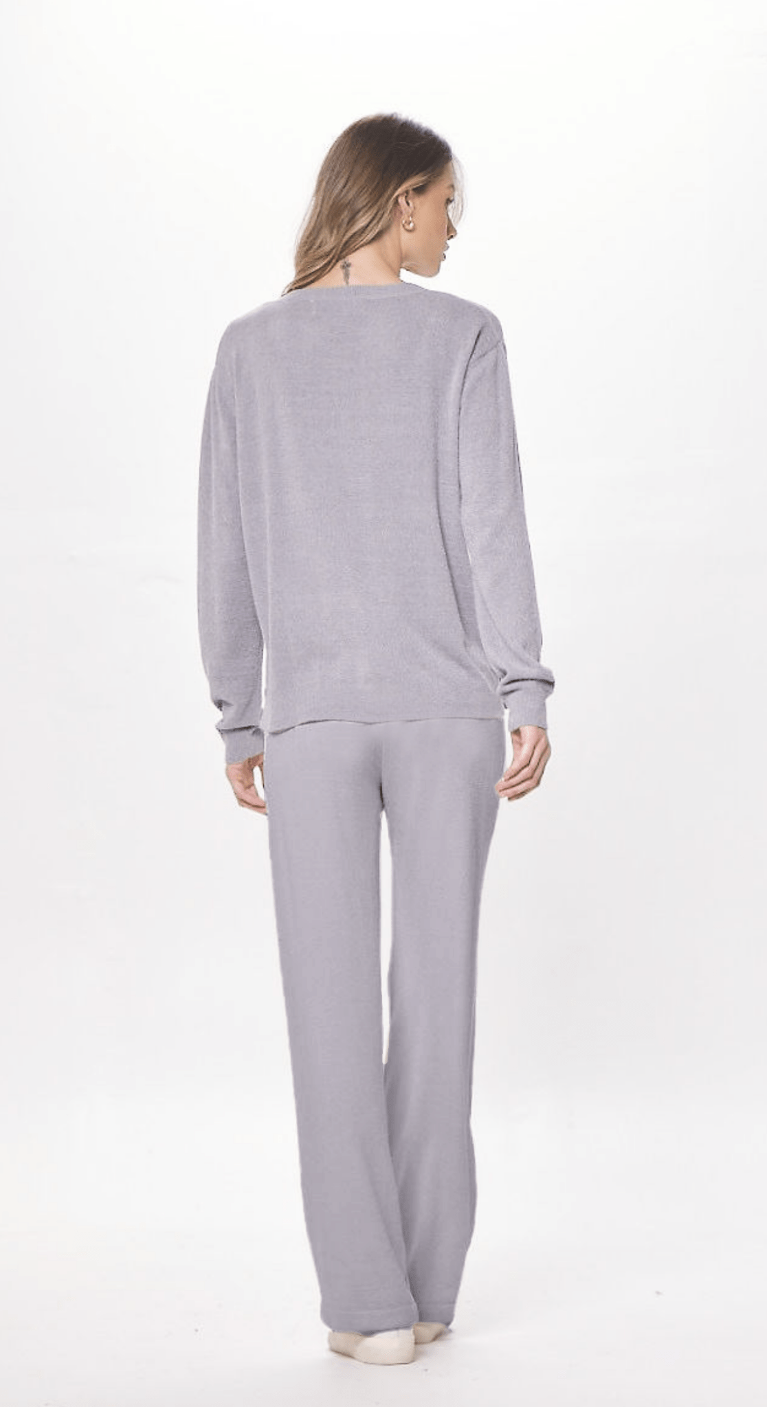 Cool Grey Plush Knit Crewneck | Vintage Havana Cool Grey