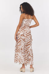 Printed Rayon Cutout Tank | Vintage Havana Bronze Palm Print