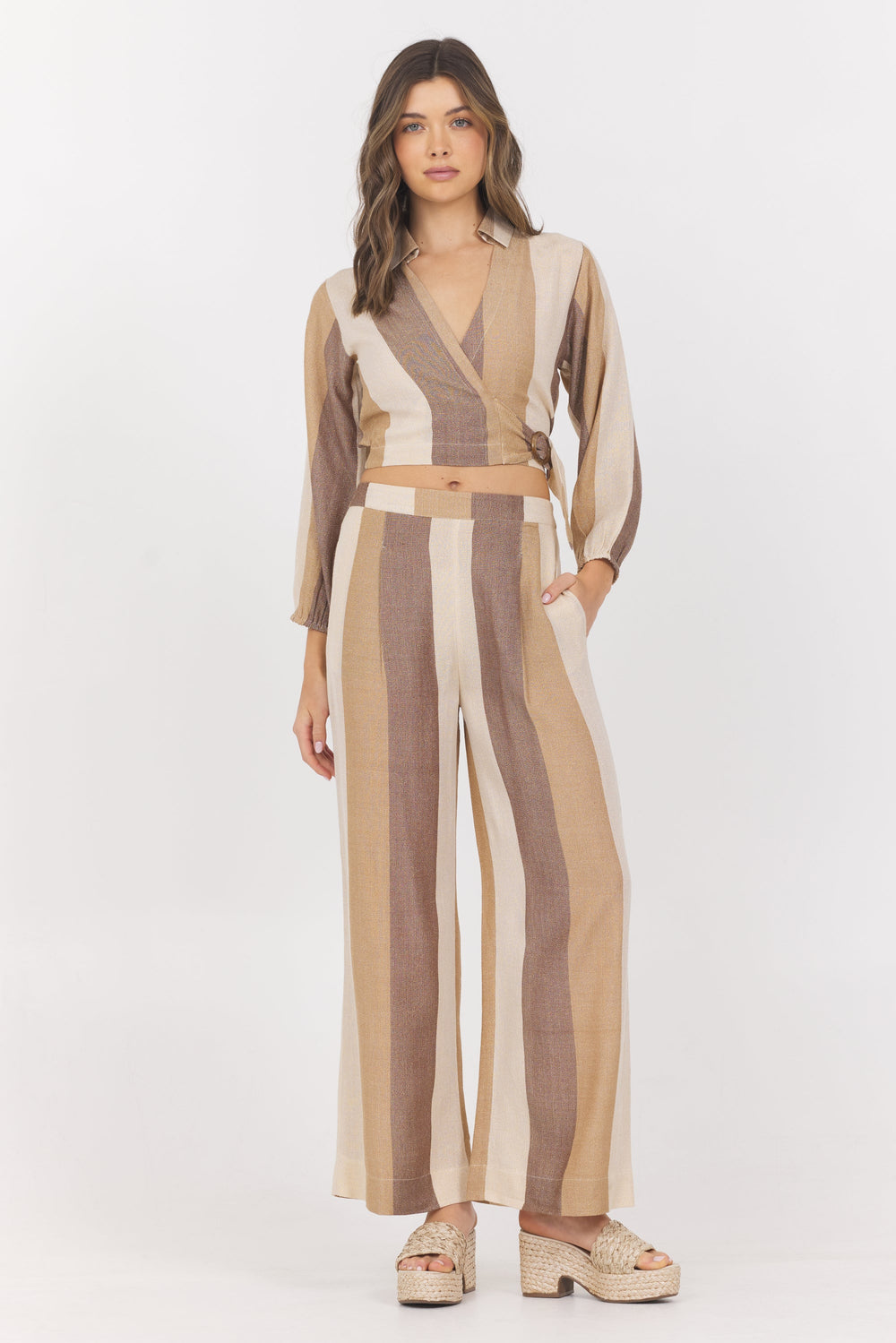 Woven Metallic Stripe Surplus Top | Vintage Havana Cocoa Stripe
