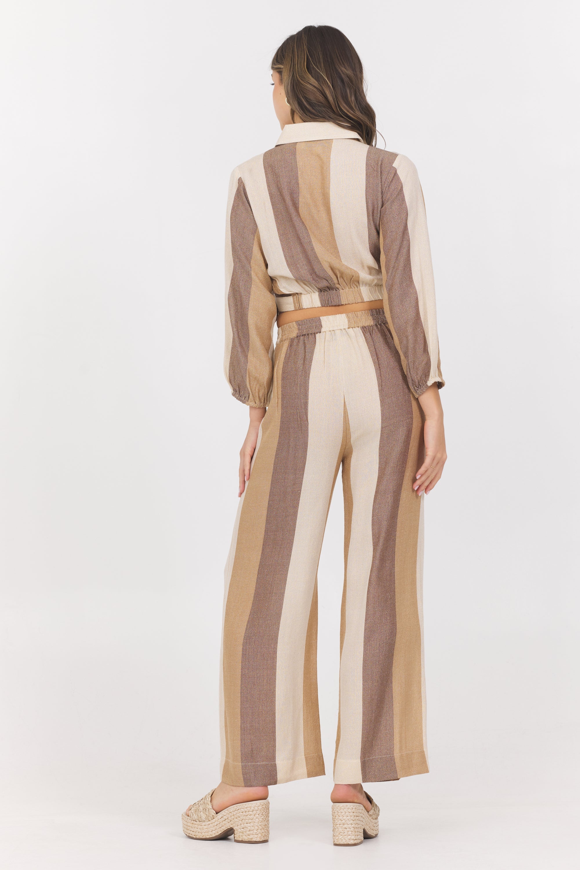 Woven Metallic Stripe Surplus Top | Vintage Havana Cocoa Stripe