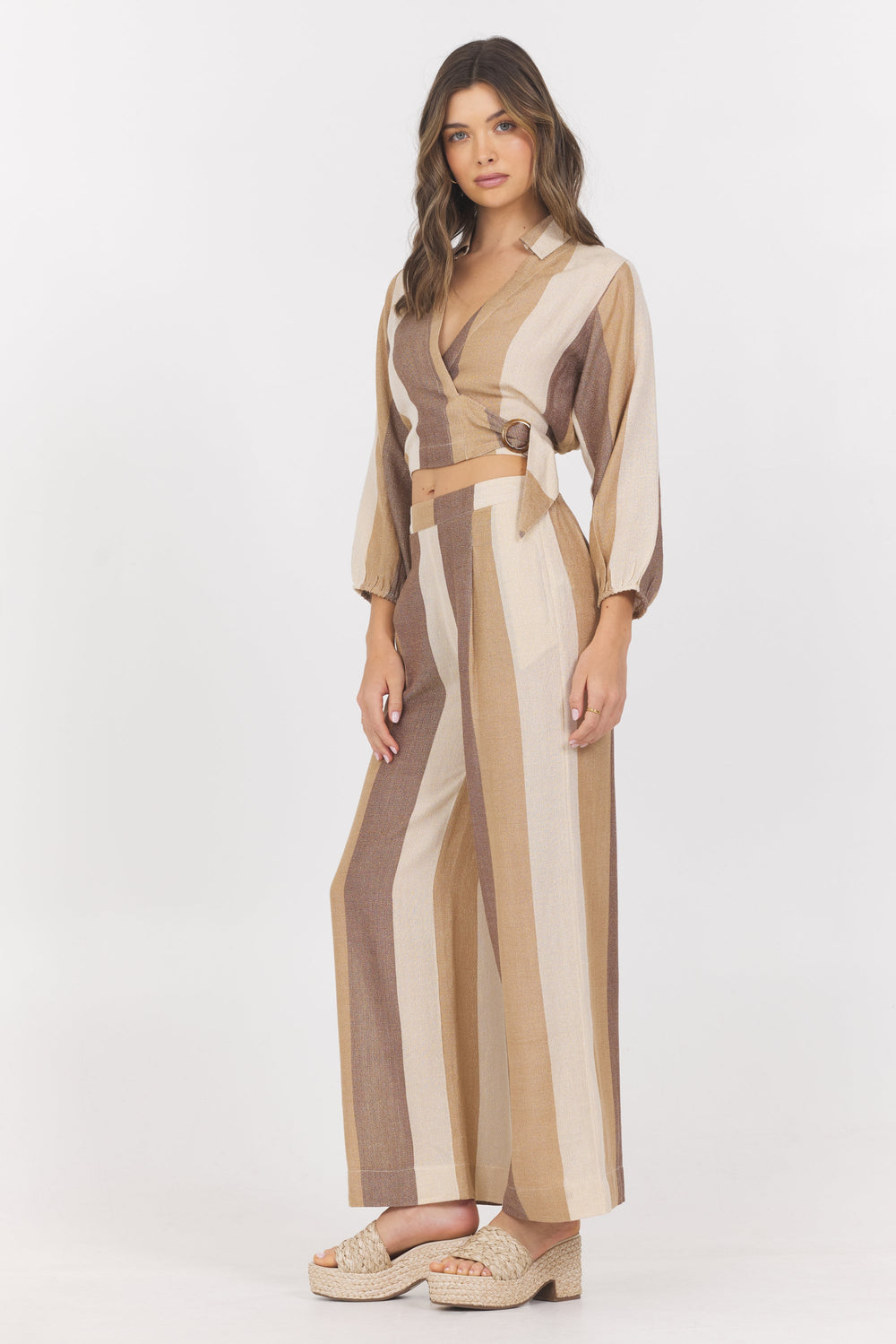 Woven Metallic Stripe Surplus Top | Vintage Havana Cocoa Stripe
