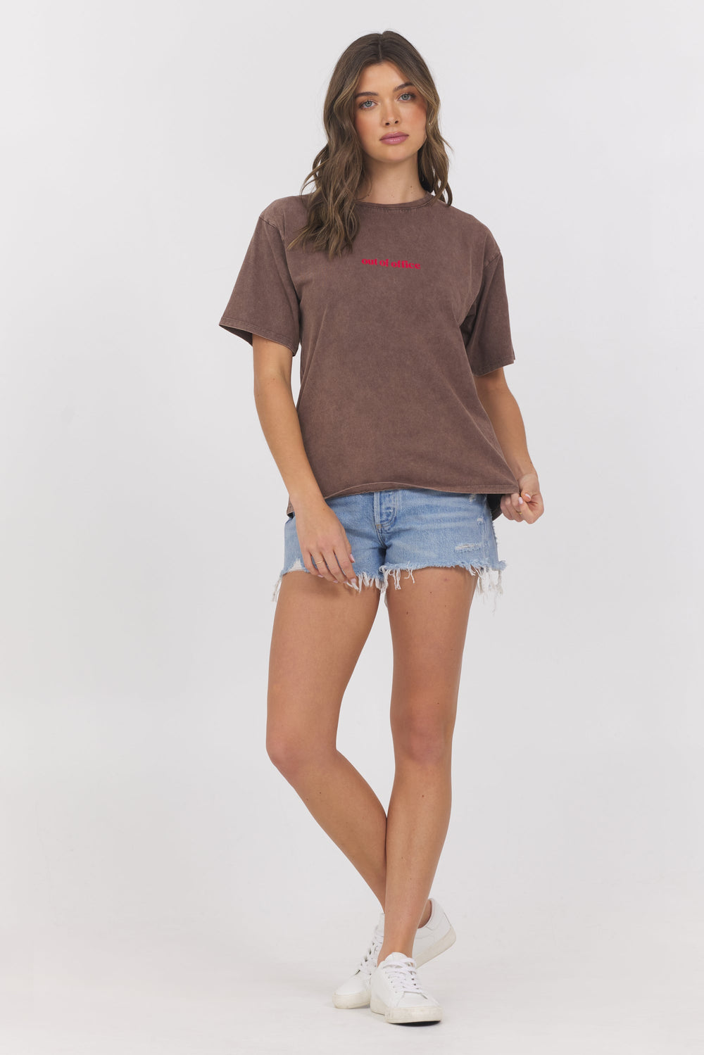 Washed Graphic Tee Out Of Office | Vintage Havana Brown