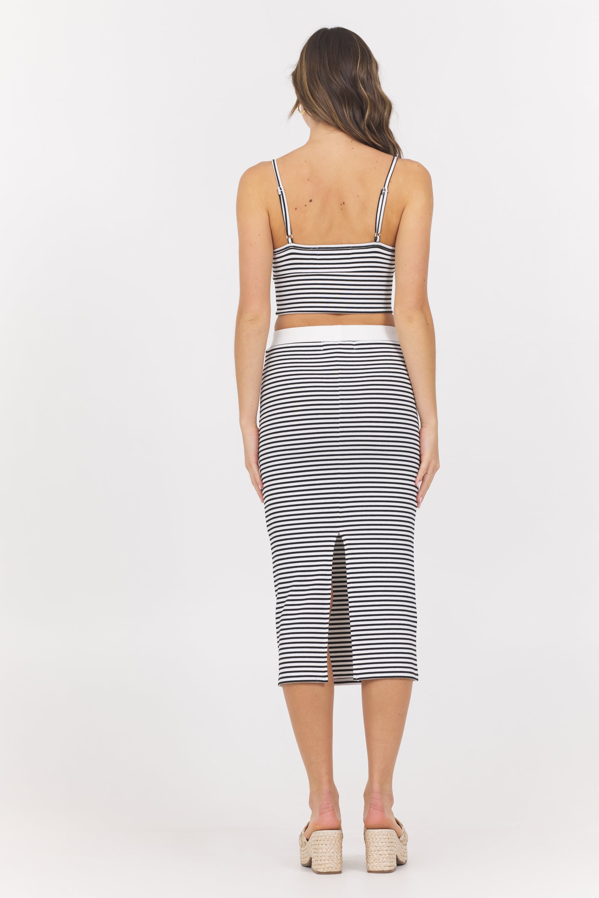 Striped Knit Twist Front Cut Out Tank | Vintage Havana Ivory/Black