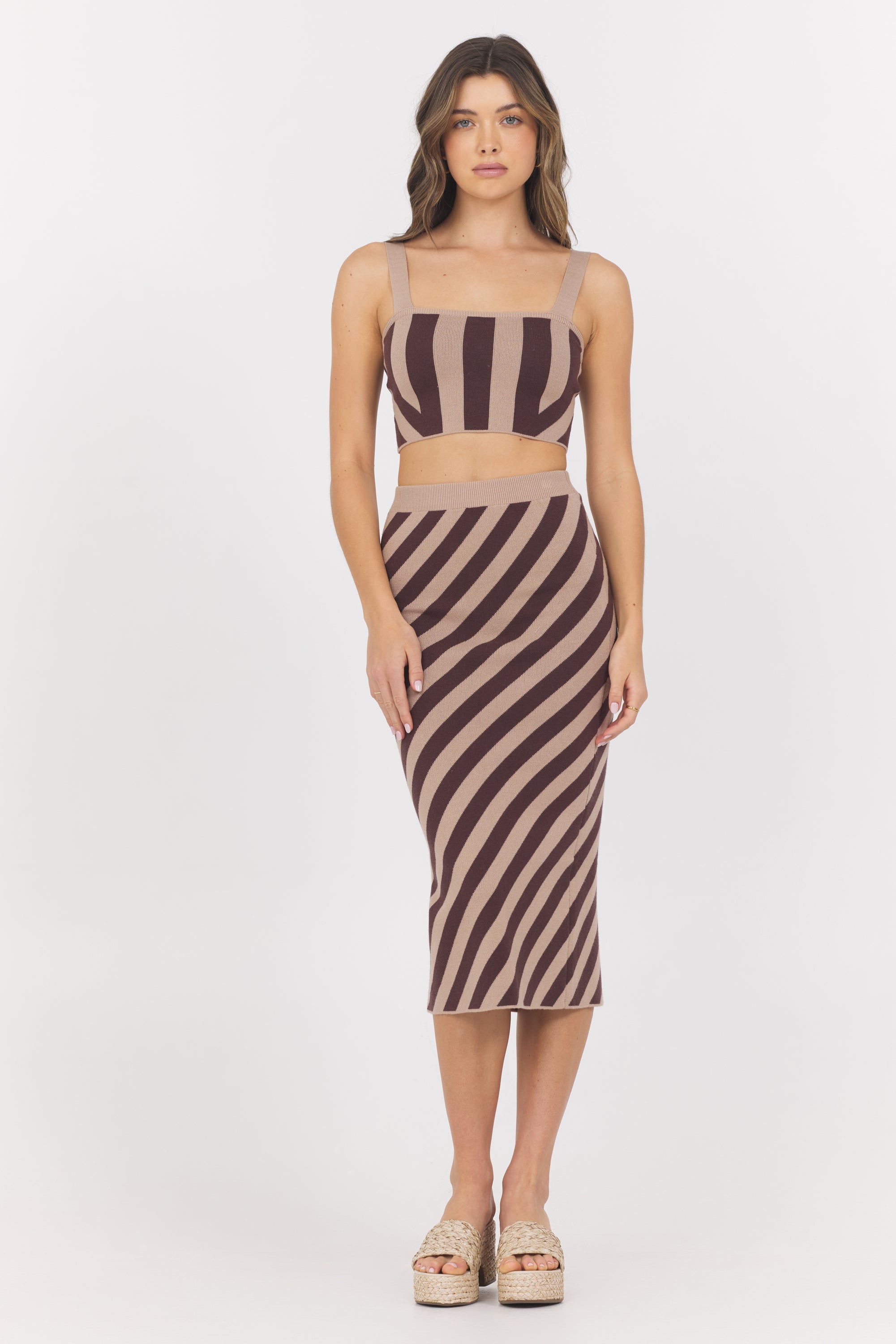 Striped Knit Tank | Vintage Havana Brown/Tan