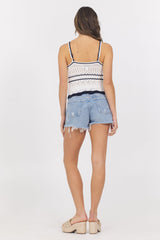 Pointelle Tank | Vintage Havana Ivory with Navy