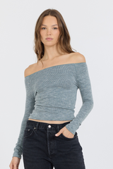 Hunter Green Fitted Off The Shoulder Top | Vintage Havana Hunter Green