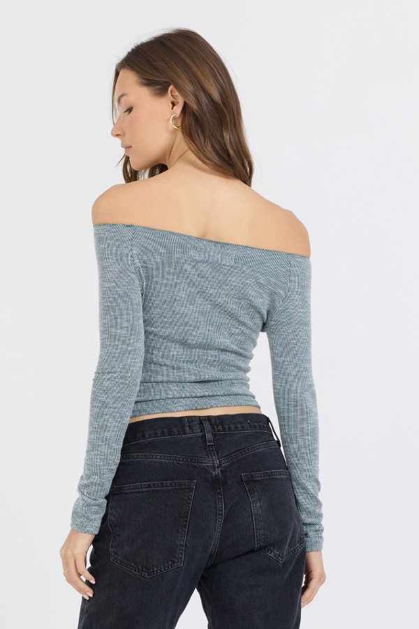 Hunter Green Fitted Off The Shoulder Top | Vintage Havana Hunter Green
