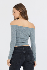 Hunter Green Fitted Off The Shoulder Top | Vintage Havana Hunter Green
