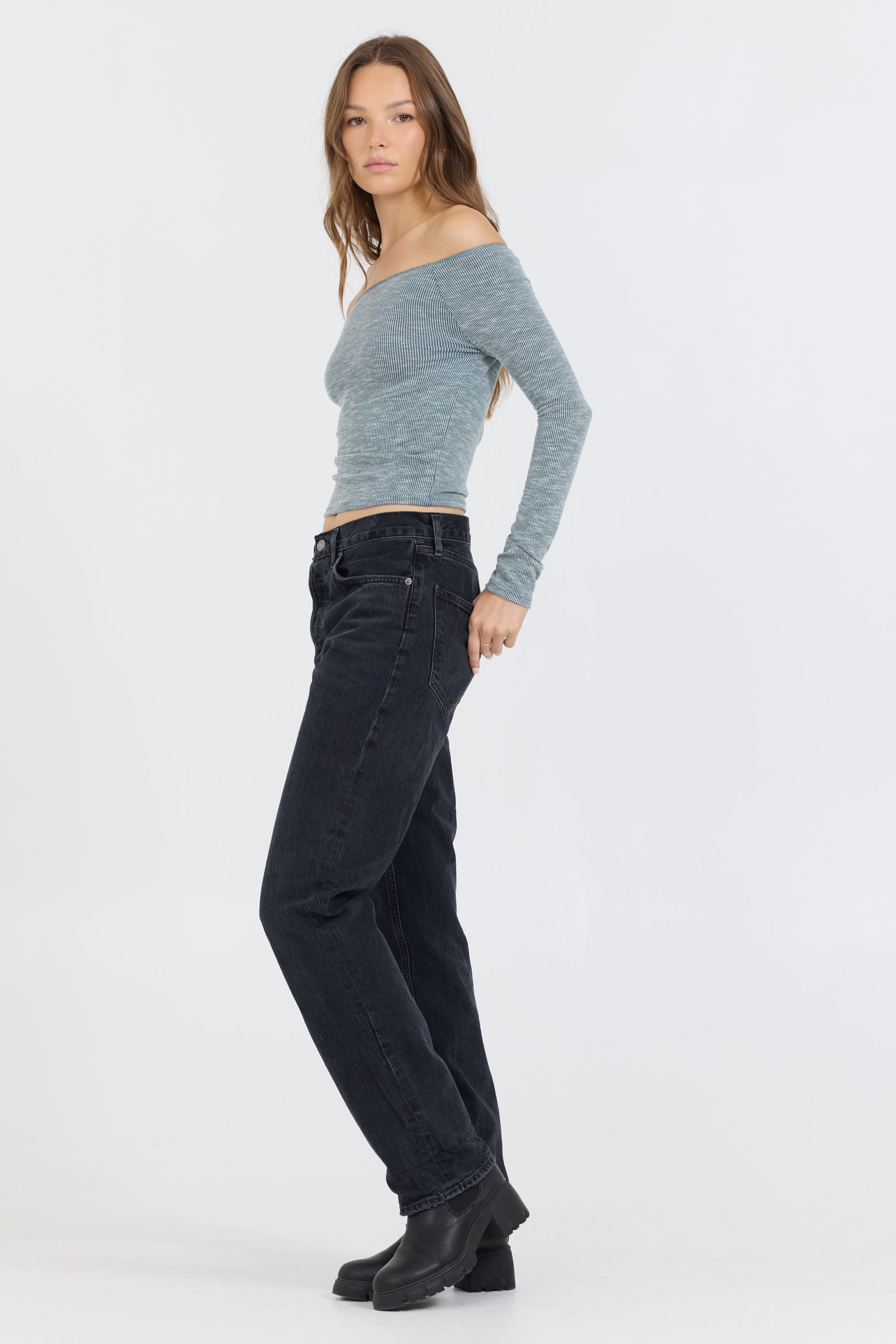 Hunter Green Fitted Off The Shoulder Top | Vintage Havana Hunter Green