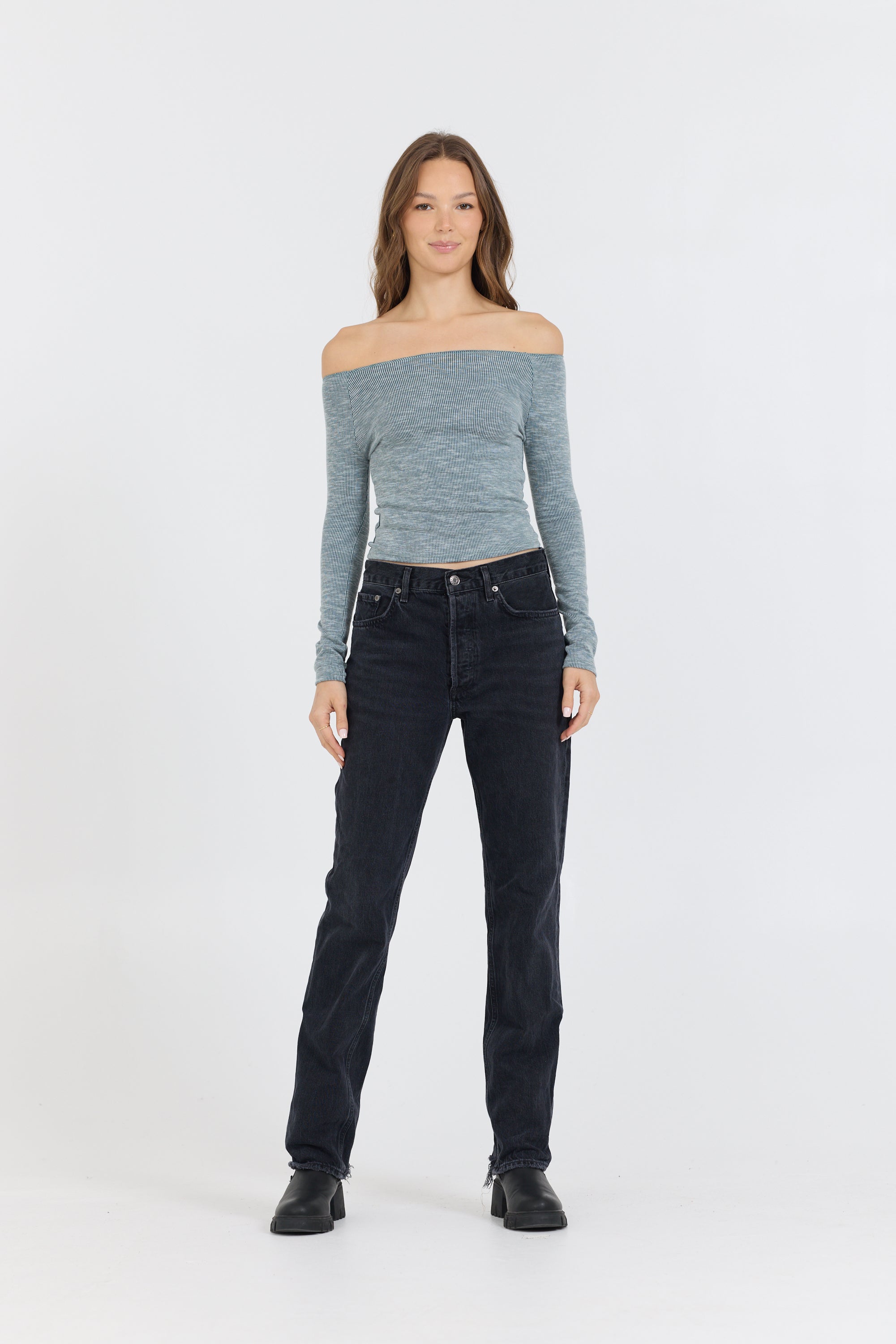 Hunter Green Fitted Off The Shoulder Top | Vintage Havana Hunter Green