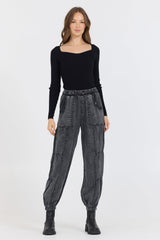 Black Rib Knit Long Sleeve Top | Vintage Havana Black