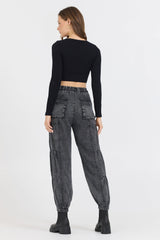 Black Seamless Long Sleeve V Neck | Vintage Havana Black