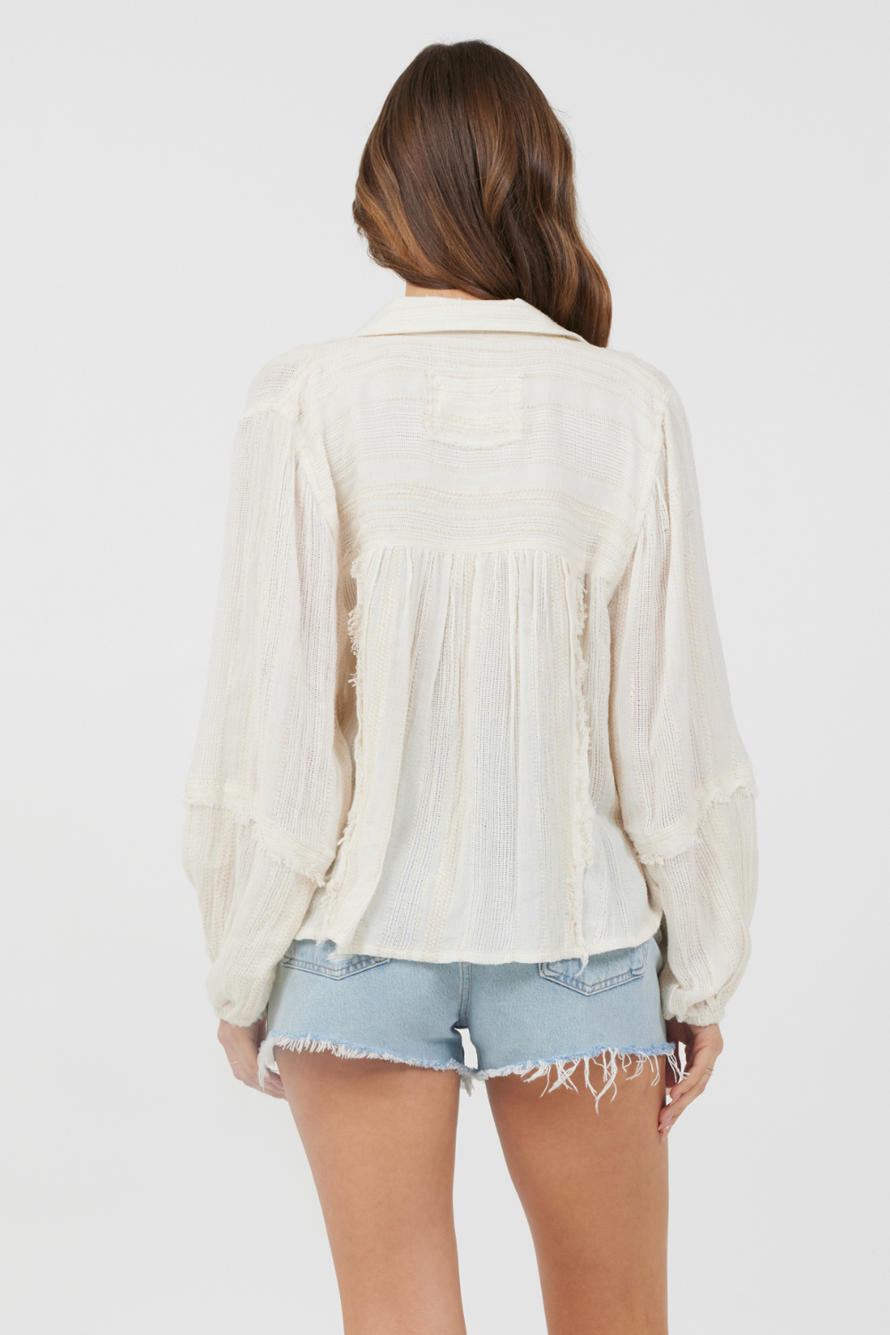 Ivory Multi Texture Polo Blouse | Vintage Havana Ivory