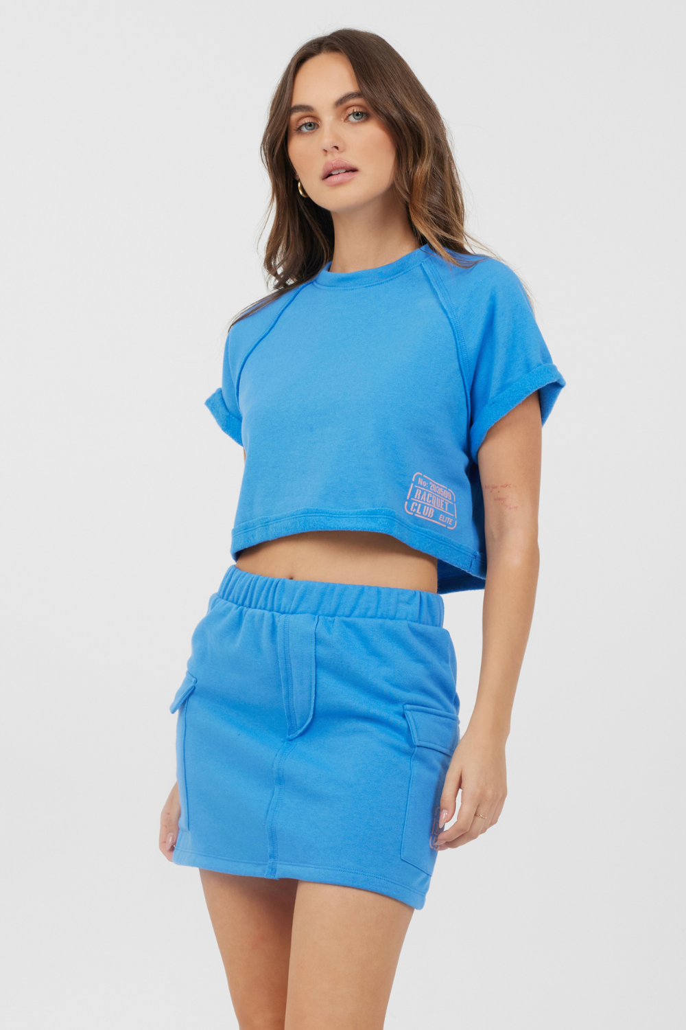 Azure Blue Fleece Tee w/ Print | Vintage Havana Azure Blue