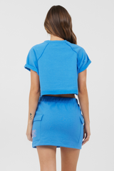 Azure Blue Fleece Tee w/ Print | Vintage Havana Azure Blue