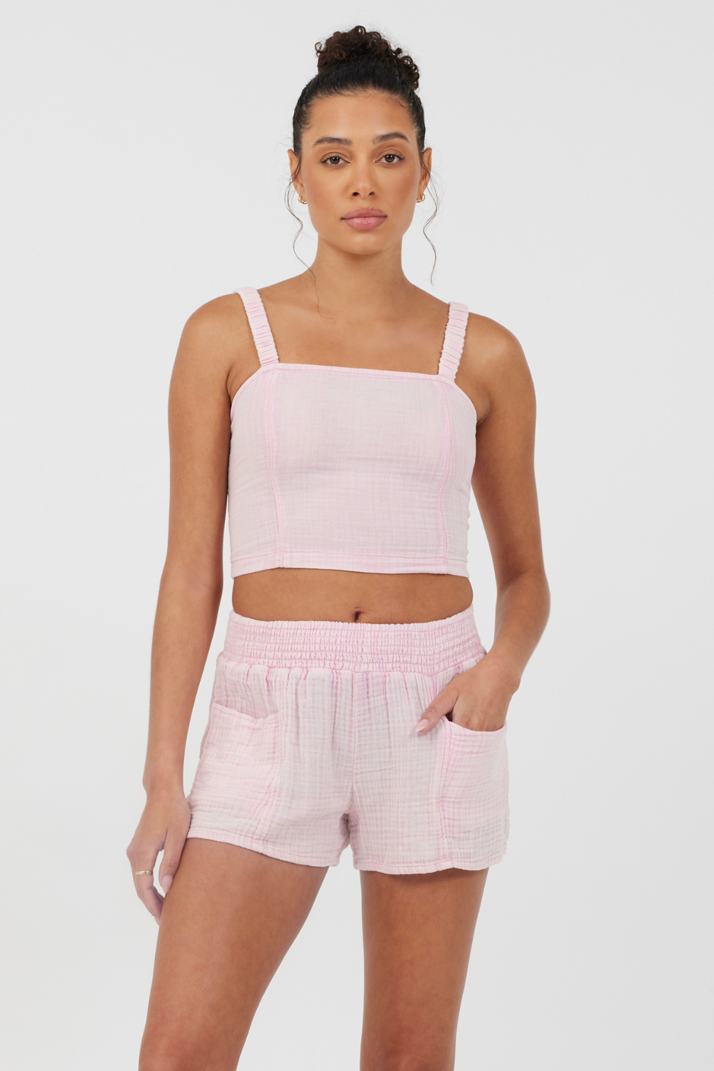 Washed Pink Gauze Cropped Tank | Vintage Havana Washed Pink