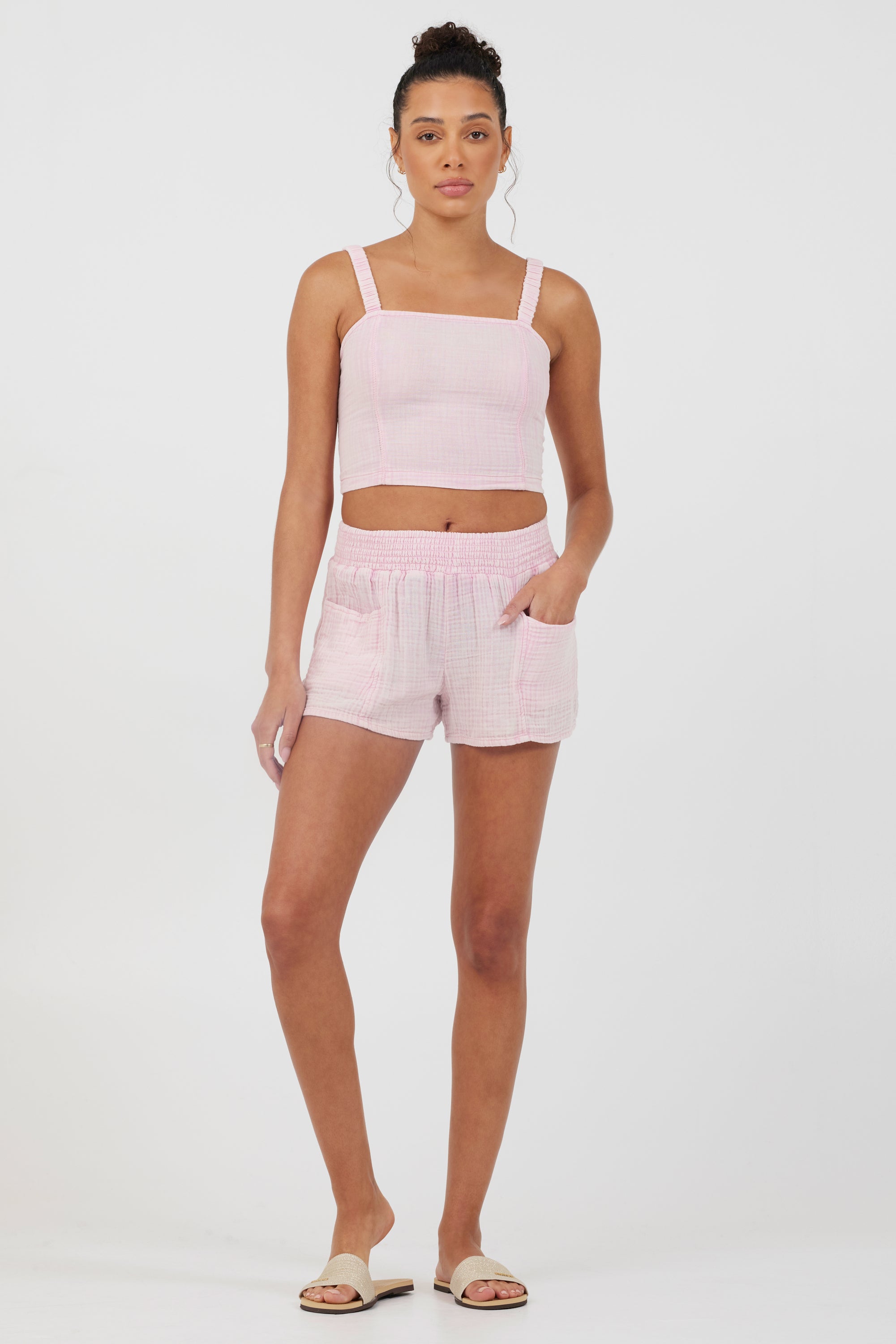 Washed Pink Gauze Cropped Tank | Vintage Havana Washed Pink