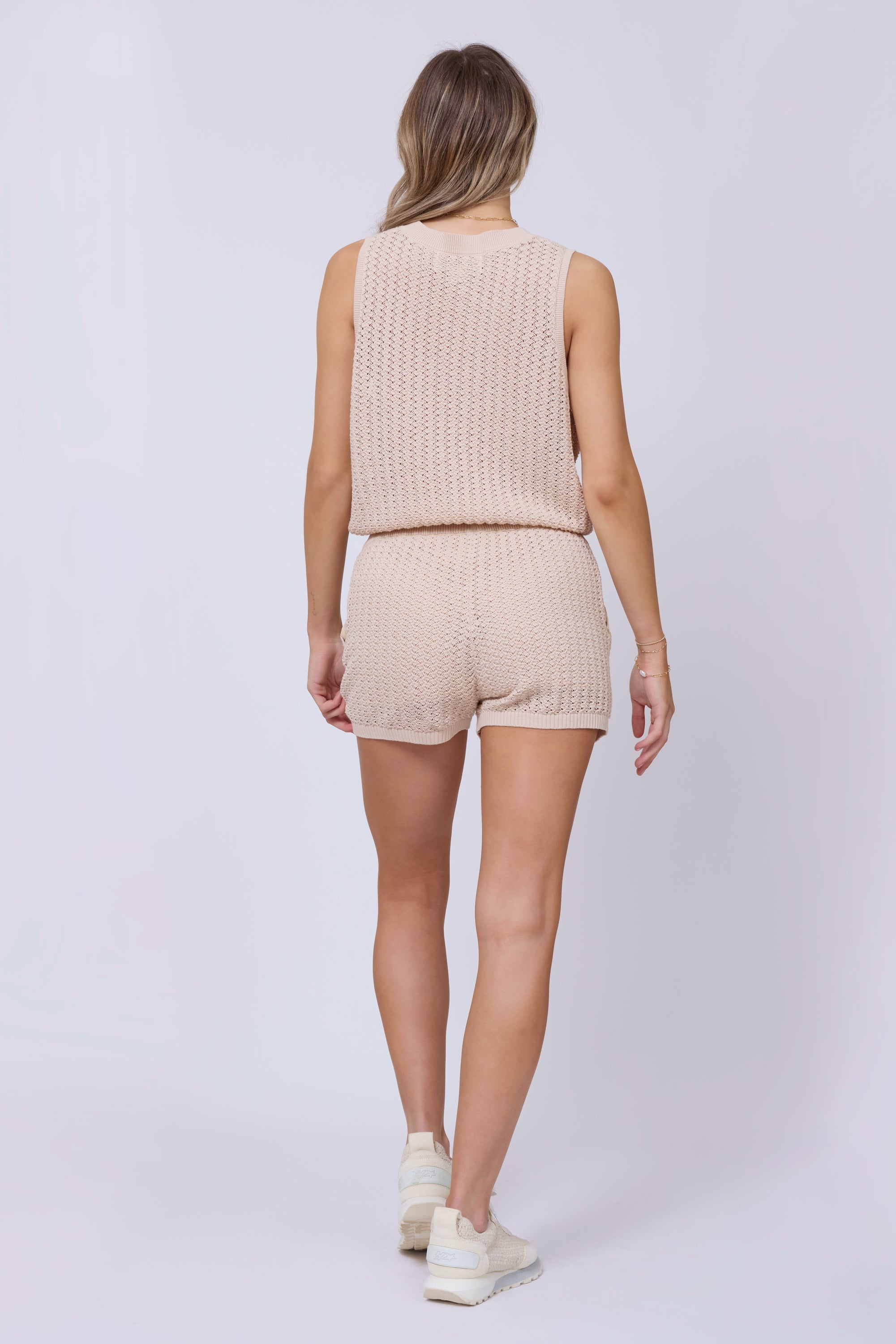 Bali Beige Open Crochet Tie Tank | Vintage Havana Bali Beige