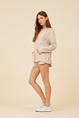 Soft Tan w/ Mixed Stripes Textured Short | Vintage Havana Soft Tan