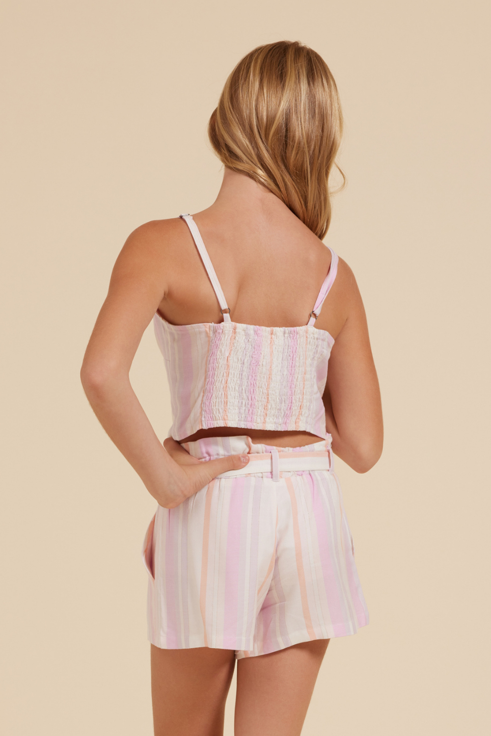 Keyhole Crop Top | Vintage Havana Pastel Stripe