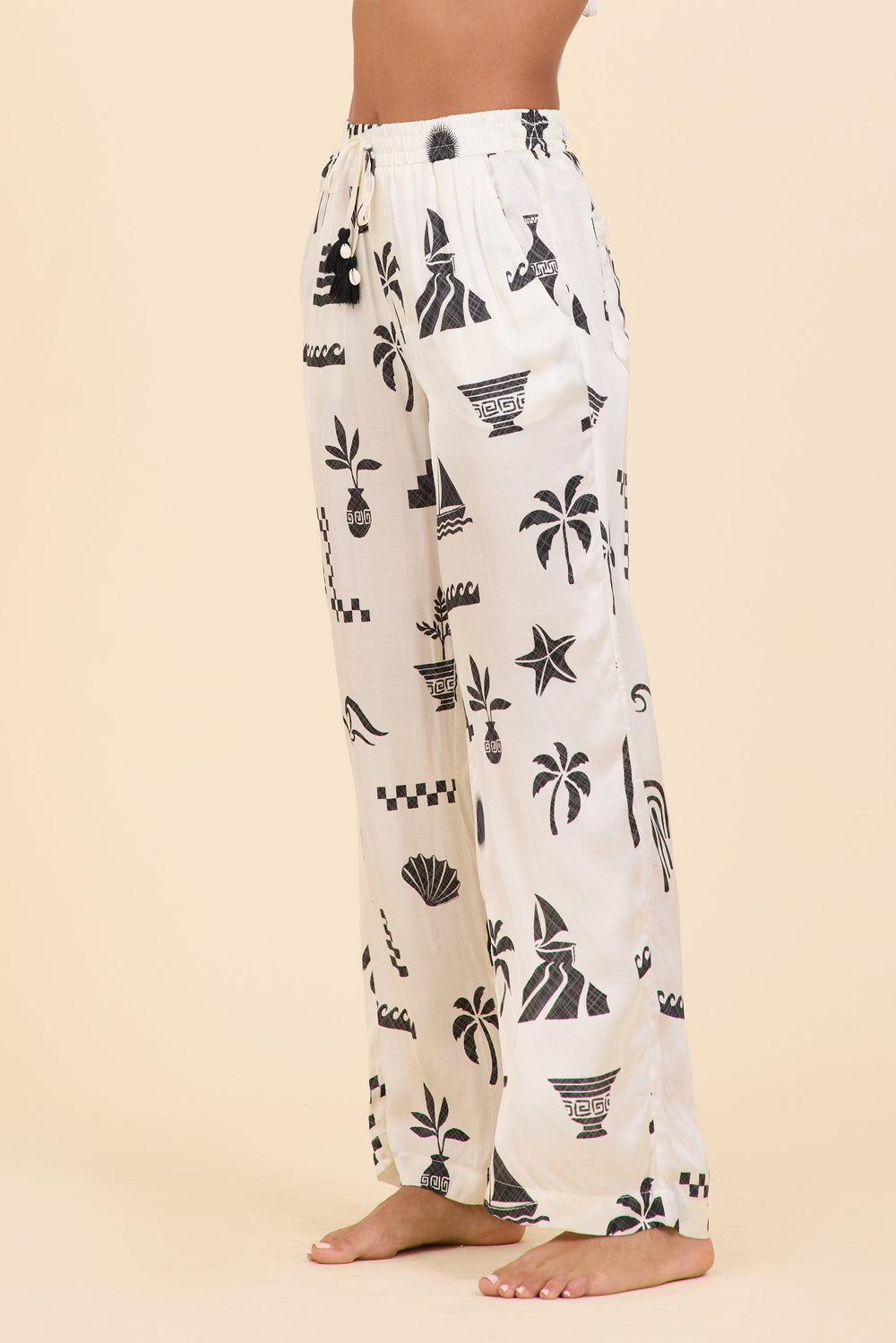 SURF Beach Vibe Printed Satin Wide Leg Pant | Vintage Havana Beach