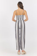 Metallic Stripe Jumpsuit | Vintage Havana Black and White