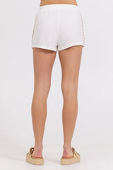 Washed Linen Shorts w/ Whip Stitch | Vintage Havana White